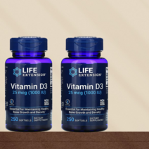 비타민d3 Life Extension 비타민D3 25mcg(1OOOIU) 콜리칼시페롤 비타민D-3 소프트젤 [25O정*2병]