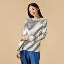 [JAJU/자주] 여 코튼 스트레치 긴팔 티셔츠_오프 화이트