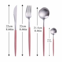 식기세트 도시락상자 이영자그릇 이케아그릇 골드 칼 식기 세트 스테인레스 스틸 나이프 포크 스푼주방 4 피스 양식기 다이닝 스푼, 11 matte pinksilver