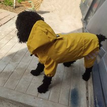 애견 강아지 소형 우비 테디 강아지 우비 보미비 곰 풀백 꼬리 네발 방수 비덮개 우비, 강황, S#/가슴26-32등20cm권장3-4근내