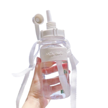 UNBAISER 1L 2L 대용량 휴대용 헬스 빨대 보틀 텀블러, 1.5L 블루+스트로+스트랩