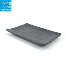 KI KT 돌무늬 웰빙 스끼다시 돌무늬 접시 블랙 퓨전토기 초밥 회 생선 김밥 플레이트 예쁜 그릇업소용 브런치 레스토랑 중국집 분식 식기 한식 일식, 돌무늬웰빙직사각스끼다시_퓨전토기, 1개