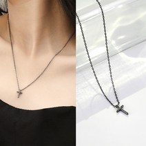 일호장신구 블랙 체인 십자가 목걸이 [실버925도금] 선물상자증정 파우치증정 심플 데일리 실체인