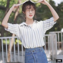 가바바 여성 블라우스 줄무늬 색감이 매력적이야 반팔 블라우스 G45836