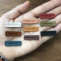 핸드메이드 가죽라벨 M3009-NO1 HANDMADE 천연소가죽 뜨개질 라벨, 올리브