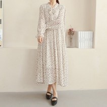 비나인 여성용 코런 리본 플리츠 원피스