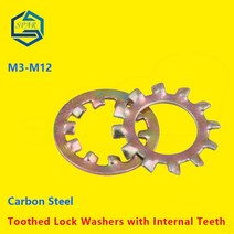 특수 와샤톱니 개스킷 잠금 와셔 외부 내부 흔들림 방지 DIN6797 탄소강, 02 M4  (100pcs)_02 inner teeth