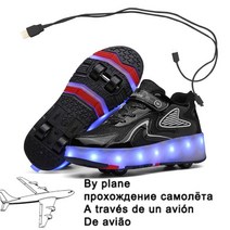 led 반짝이 야광 빛나는 어린이 신발 운동화 아동용 발광 롤러 스니커즈 USB 충전식 블랙 핑크빛 LED 4바퀴 스케이트 남아 및 여아용 43