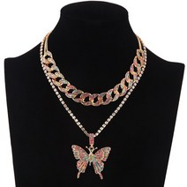 서울체크인목걸이 샹달목걸이 이효리목걸이 나비목걸이 나비펜던트 glam 목걸이 세트 cuban link chain rhinestone choker 목걸이 여성용 bling