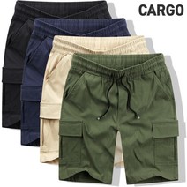 카키브라운 밴딩 스판 카고반바지 5부 남자 남성 여름 면 반바지 바지 베이지 카키 네이비 블랙