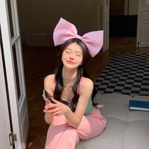 6컬러 왕리본 머리띠 인생네컷 머리띠 파티 축제 롯데월드 놀이동산 머리띠, 레드