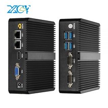 XCY-팬리스 미니 PC 인텔 셀러론 J4125 듀얼 기가비트 이더넷 2x RS232 HDMI VGA 4xUSB WiFi 윈도우즈 10 리눅스 산업용 컴퓨터, 4G RAM 64G SSD, Celeron N2830 DDR3L