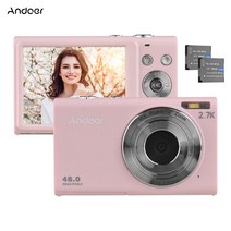 디지털카메라추천 미러리스 캐논 니콘Andoer-2.7K 디지털 카메라 컴팩트 비디오 캠 48MP AF 2.88 "IPS, 01 Pink_02 with 16GB Card