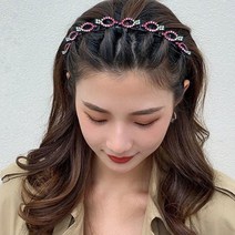 큐빅 집게머리띠 볼륨머리띠 벼머리 앞머리고정 얇은 제니 화관머리띠 꼬임머리띠, 컬러풀