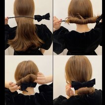 돌돌 말아 리본와이어 고정핀 올림머리 셀프헤어 똥머리용 헤어스틱 10266, 빨강리본