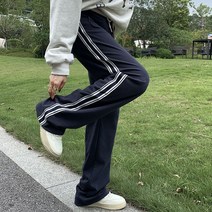 네모엔룩 여성용 포켓트레이닝 면 와이드 밴딩 트레이닝복 하의 통 팬츠 NL