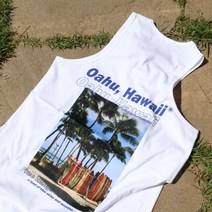 꼰스 벤티 하와이안 바캉스 오버핏 나시 민소매 티셔츠