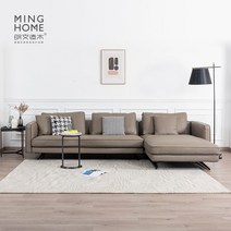 베로나 소 가죽 사용자 정의 북유럽 미니멀리스트 수입 첫 번째 레이어 가죽 이탈리아 현대 거실 소파, 콤비네이션, 3 인 2.2m 【패브릭 아트】