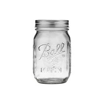 Ball 넓은 입구 파인트473.2ml(16온스) 메이슨 병 뚜껑 및 밴드 포함 통조림 또는 음료용 8개입, Regular Mouth, Mason Jars