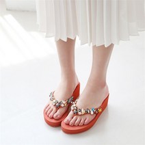 홍당무 쥬얼리 장식 쪼리 웨지슬리퍼 5color 4.5cm
