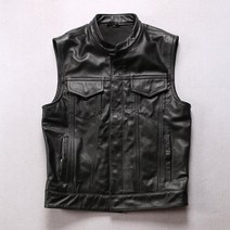 소가죽 할리조끼 클래식 바이크 라이더 가죽 조끼 슬림핏 블랙