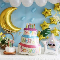 [파티조엘] 캔들스 케이크 HBD 벌룬, 고리마운트와 낚시줄 2미터