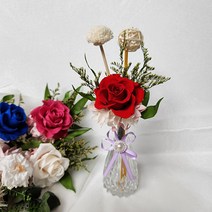 디퓨저 크리스탈 유리병 생화 꽃 프리저브드 장미 실내 인테리어 사무실 오피스텔 방향제 집 꾸미기, 장미꽃 크리스탈 디퓨저, 화이트, 대나무 향