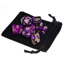 보드 게임 주사위 대리석 다면체 주사위 7 die with 벨벳 파우치 for rpg dnd mtg 게임 d4 d6 d8 d10 d d12 d20, 퍼플 블랙
