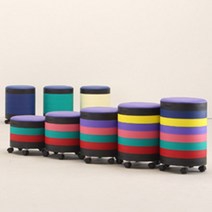 이케아 수납형 1인용 원형 스툴 화장대스툴 원룸 자취방 매장 인테리어 다용도 수납의자, 7단, 레드