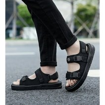 빅 사이즈 신제품 남성 샌들 미끄럼 방지 여름 슬리퍼 아웃도어 비치 캐주얼 신발, Black+43