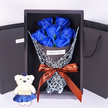 장미 비누 꽃다발 선물 상자 발렌타인 데이 선물, 블루