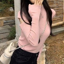 [랜덤플레이] 팔토시 소매 레이어드 폴라 골지 니트