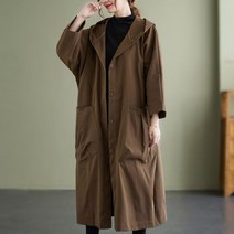 에쥬아 후드 롱 바람막이 꾸안꾸 캐주얼룩 트렌치코트