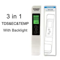 EC측정기 3in1 TDS EC 온도 모니터 09999 PPM 수량계 빠른 PCR 식수 품질 테스터 분석기 수족관 필터, TDS-EC-withbacklight