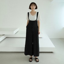 빼빼 여성용 스모크밴딩 도트 점프슈트
