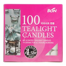 티라이트 100개 멀티팩 4시간연소 BON Candle 무향 양초