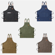 주방날다 생활방수 길이조절 캔버스 앞치마, 브라운, 1개