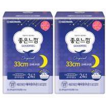 좋은느낌 에어핏쿠션 오버나이트 날개형 생리대, 20개입, 2개