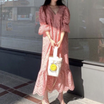 흰색원피스 펀칭 봄 여름 브이넥 휴양지 롱원피스