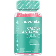 Novomins Novomins Gommy Cands 칼슘 및 비타민 D- 칼슘 400 mg- 종합 비타민 보충 근육 및 뼈 - 채식도 글루텐 공급 1 개월 - 비타민 K2를 씹는, 5개