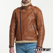 맥슬러 아크 무스탕 자켓 / Maxler ARC MUSTANG JACKET / 오토바이 보호대내장 라이더 자켓, 브라운