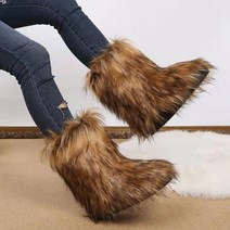 2023 Winter Women Snow Boots Female Warm Fur Plush Faux Fox Ski Ladies Outdoor Slip On Cozy, [04] 39, 03 khaki_04 39