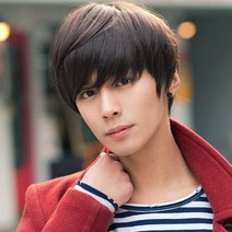 남자 군인 탈모 맞춤 컷트 정수리 펌 가발 남성 통가발 유러피안 컷, L, 미디엄레드브라운