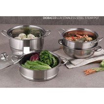 멀티2단ih인덕션찜솥 채소 야채 만두 찜기 스텐 28cm 찜기냄비세트