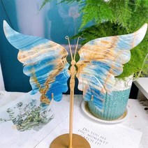 인테리어 소품 홈 데코 장식 까페 카페 술집 가게 커피숍 - 천연 블루 오닉스 나비 날개 크리스탈 조각 공예 힐링 에너지 스톤 생일 선물 1 쌍, [01] blue onyx