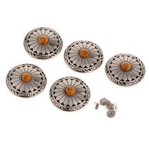 GHSHOP 5x 빈티지 리벳 나사 다시 서양식 DIY 가죽 공예 버튼 30mm/1.18inch, 설명, 오렌지