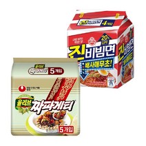 오뚜기 진비빔면 배사매무초멀티(4입)1팩 + 농심 짜파게티 멀티(5입)1팩 봉지라면 야식 간식 인기라면 라면보음, 156g, 9개입
