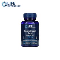Life Extension 라이프익스텐션 판토텐산 Pantothenic Acid Vitamin B-5 500mg 100정 베지캡슐 칼슘 결정셀룰로스 Calcium