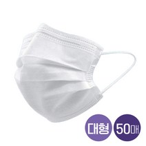 국산 덴탈마스크 개별포장 (대형) / 3중구조 MB필터 일회용마스크 공기청정필터 회사 생산 데일리 마스크, 화이트(50매/1BOX)