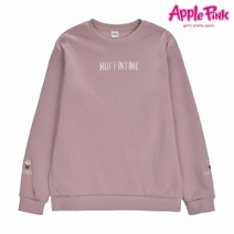 애플핑크 여아용 머핀 디테일 기본 맨투맨 티셔츠 O602